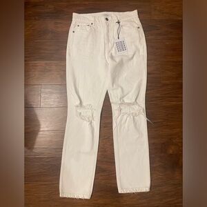 NWT Pistola Straight Leg Distressed White Jeans Size 27